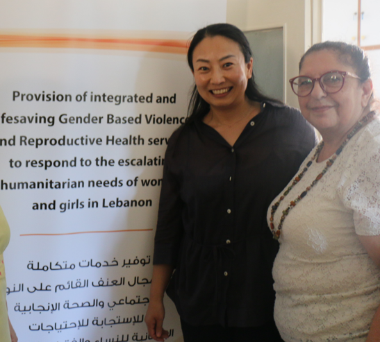 Laurette meets the Embassy of Japan’s First Secretary during her visit to an awareness session on sexual and reproductive health / Aug 2024- Beirut, Lebanon