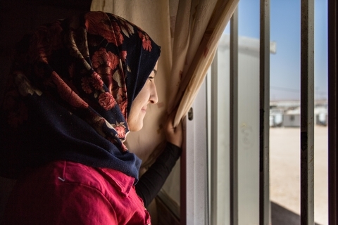 Saba lives with her mother and siblings in Zaatari. She goes to school and refuses early marriage. She encourages all her friends to study. © UNFPA Jordan/Sima Diab