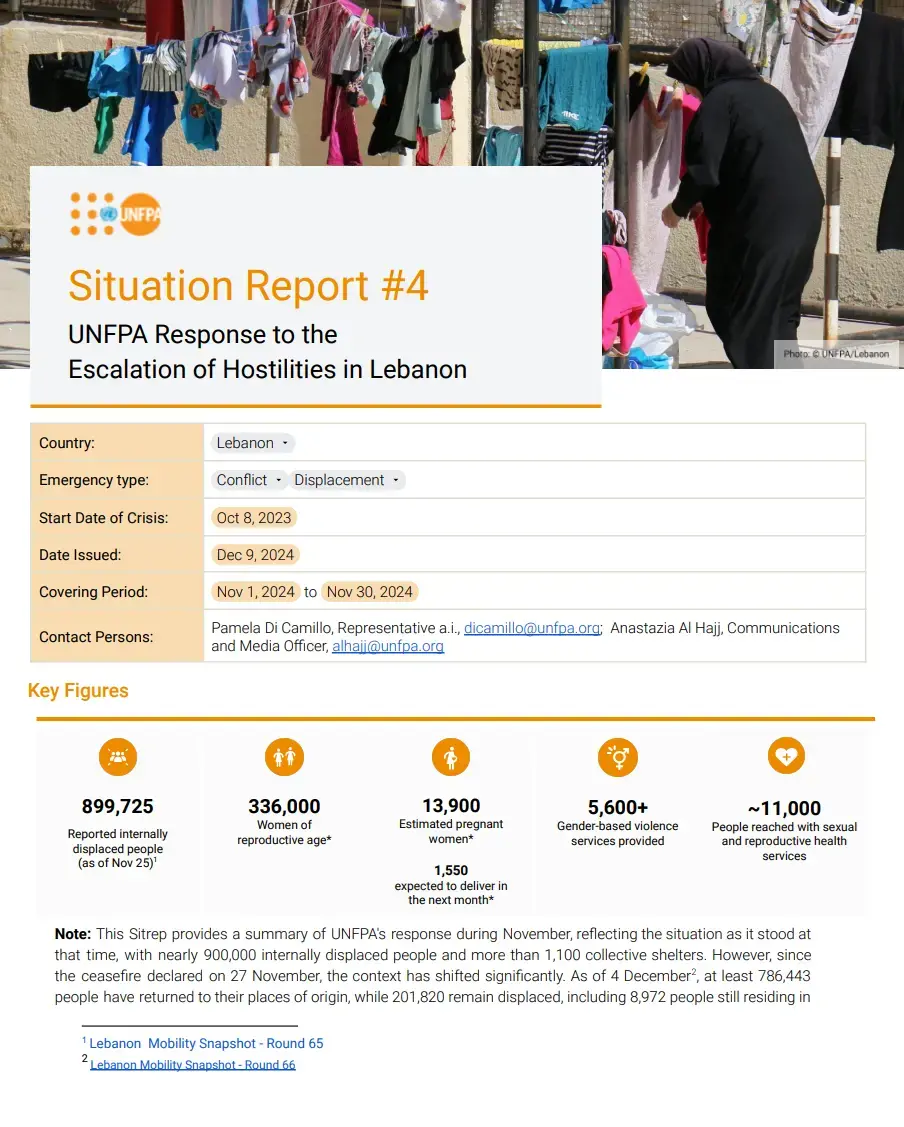 Lebanon Situation Report #4 - November 2024