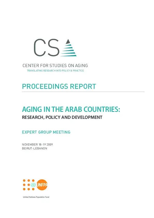 Aging in the Arab Countries: Research, Policy and Development