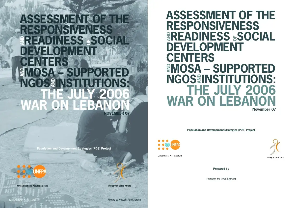 Assessment of the Responsiveness and Readiness of Social Development Centers and MoSA-Supported NGOs