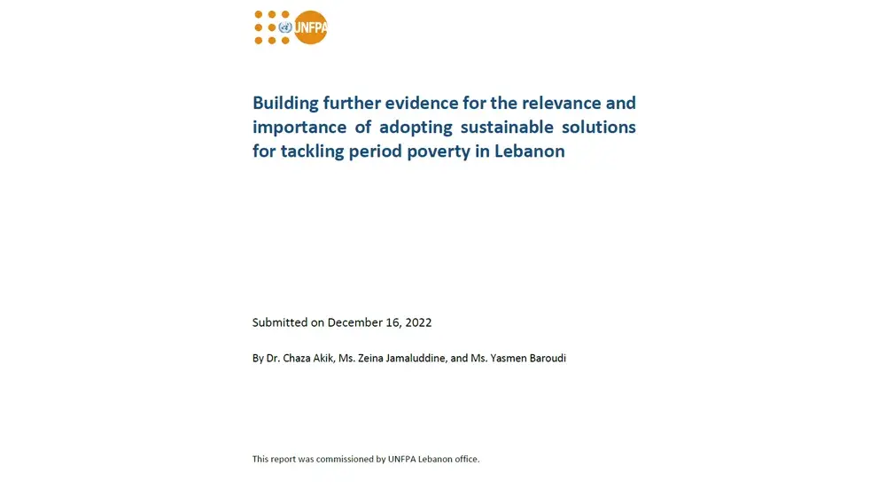 Building further evidence for the relevance and importance of adopting sustainable solutions for tackling period poverty in Lebanon